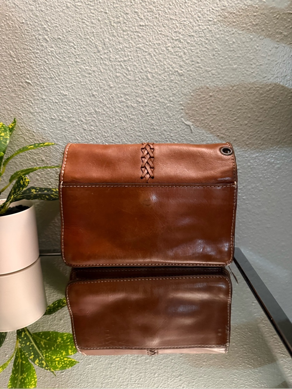 Patricia Nash Bianco Heritage Brown Leather Crossbody Organizer - Picture 4 of 10